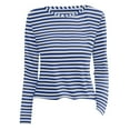 thumbnail image 4 of Likimi Womens T Shirts Long Sleeve Striped Print Crew Neck Fashion Comfortable Tops Blue Size L, 4 of 4