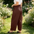 thumbnail image 6 of Women's Polyester Loose Fit Pants with Elastic Waist, Drawstring Closure & Pockets, Summer Beach Casual Lounge Pants, | VerBelle,Wine 5XL, 6 of 9