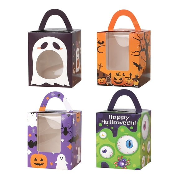 Halloween Eyeball Treat Boxes for Kids, Party Favor Candy Gift Boxes with Handle, Spooky Monster Design, Set of 12, Perfect for Trick or Treat, Classroom, Durable Halloween Decorations