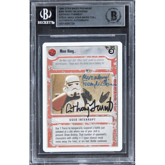 Collectible Terry McGovern & Anthony Forrest Signed 1995 Star Wars Prem. #258 Card BAS Slab