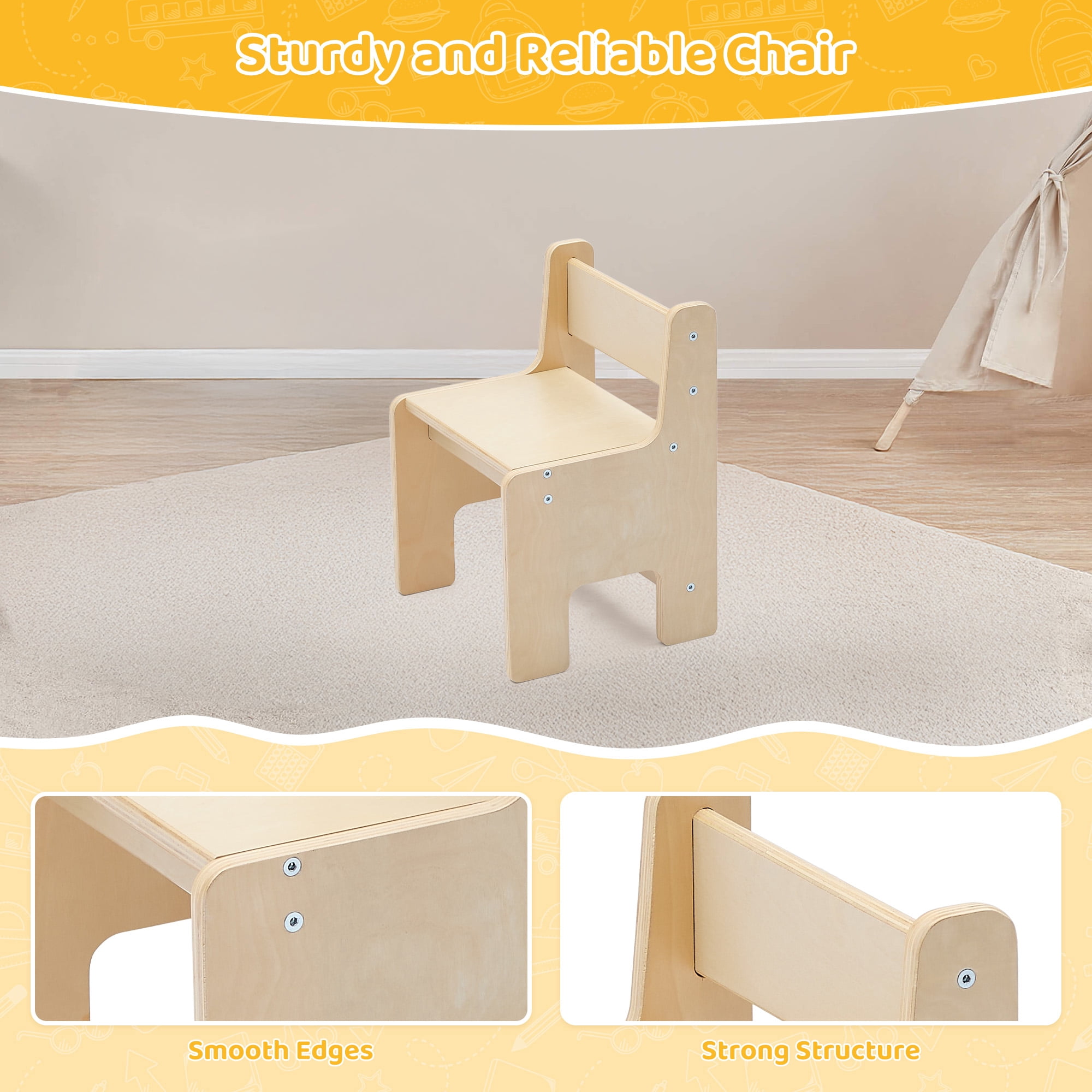 Sensory Table for Toddlers, Multi-Activity Table and Chair Set with Double-Side Graffiti Desktop, Kids Table with 2 Storage Bins & Roller Holder, Sand & Water Table with Building Block Base