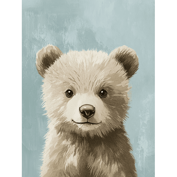 Adorable Bear Cub Canvas Wall Art， Perfect for Living Room， Bedroom， Nursery， Office， and Hallway Decoration.