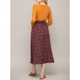 thumbnail image 3 of MBJ WB2383 Womens High Waist Polka Dot Pleated Skirt Midi Swing Skirt with Pockets M MAGENTA_YELLOW, 3 of 6