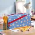 thumbnail image 3 of Pen + Gear 2 Zip Floral Pencil Pouch in Blue with Daisy Design, 3 of 4