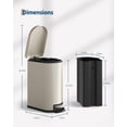 thumbnail image 2 of EuKer 2.6 Gal Slim Trash Can, Metal Garbage Can with Removable Inner Bucket and Soft Close Lid for Kitchen, Bathroom, Beige, 2 of 7