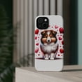 thumbnail image 4 of DistinctInk Tough Case for Apple iPhone 14 (6.1" Screen), Compatible with MagSafe Charging - Valentine's Day Shetland Sheepdog Puppy, 4 of 6
