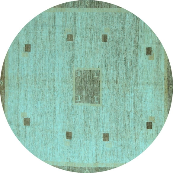 Ahgly Company Indoor Round Abstract Light Blue Modern Area Rugs, 6' Round