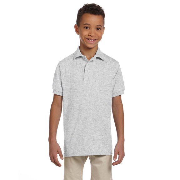 JERZEES 437Y YOUTH 5.6 OZ. SPOTSHIELD JERSEY POLO, XL, Ash