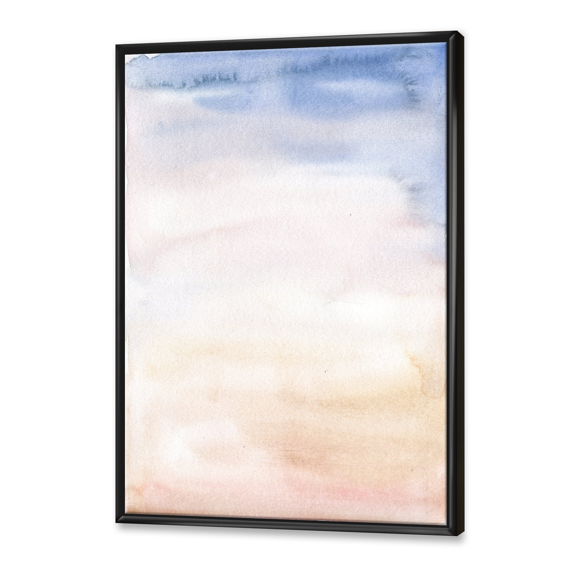 Pastel Abstract With Pink Dark Blue and Beige Spots 12 in x 20 in Framed Painting Canvas Art Print, by Designart