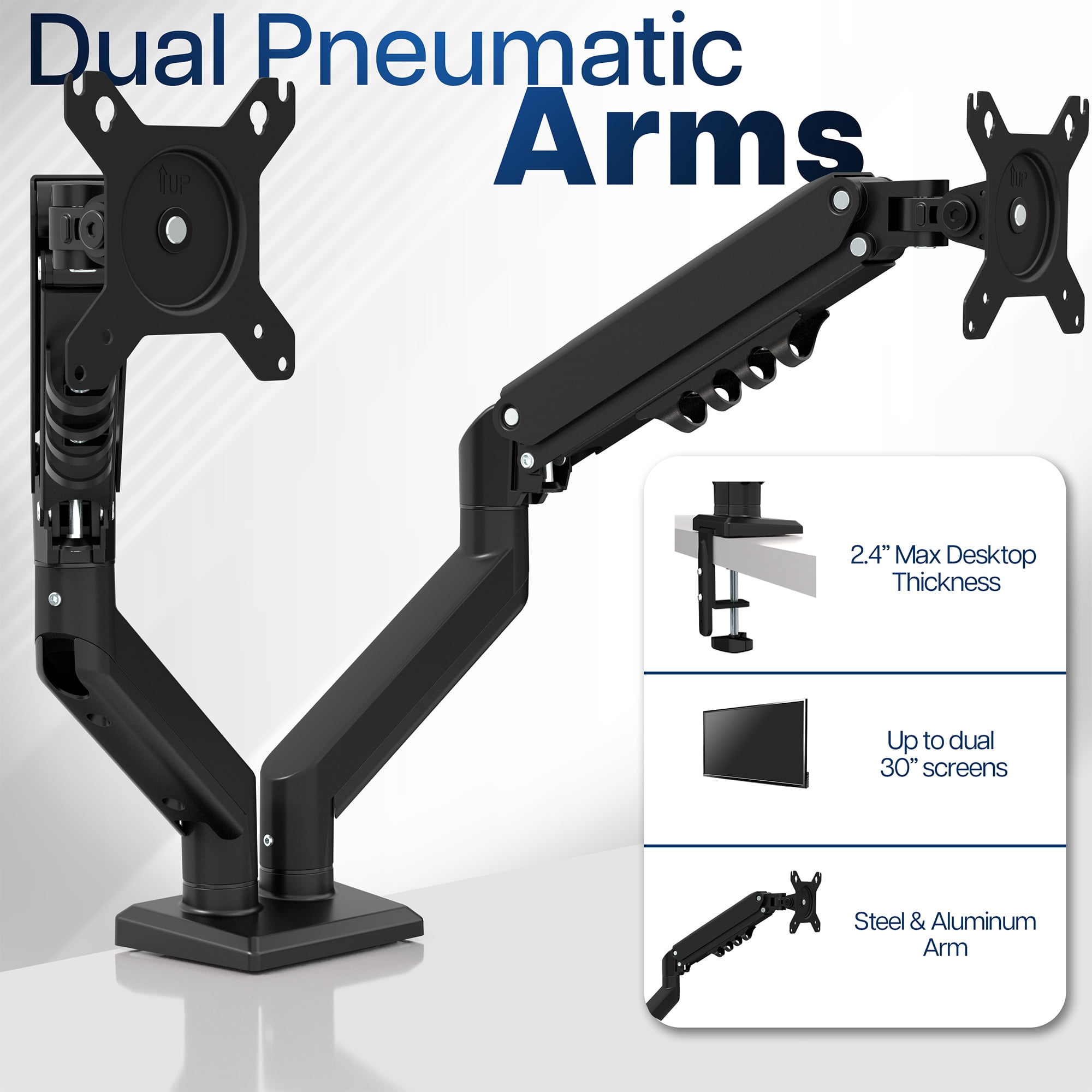 VIVO Black Dual 13" to 30" Computer Monitor Counterbalance Desk Mount Stand