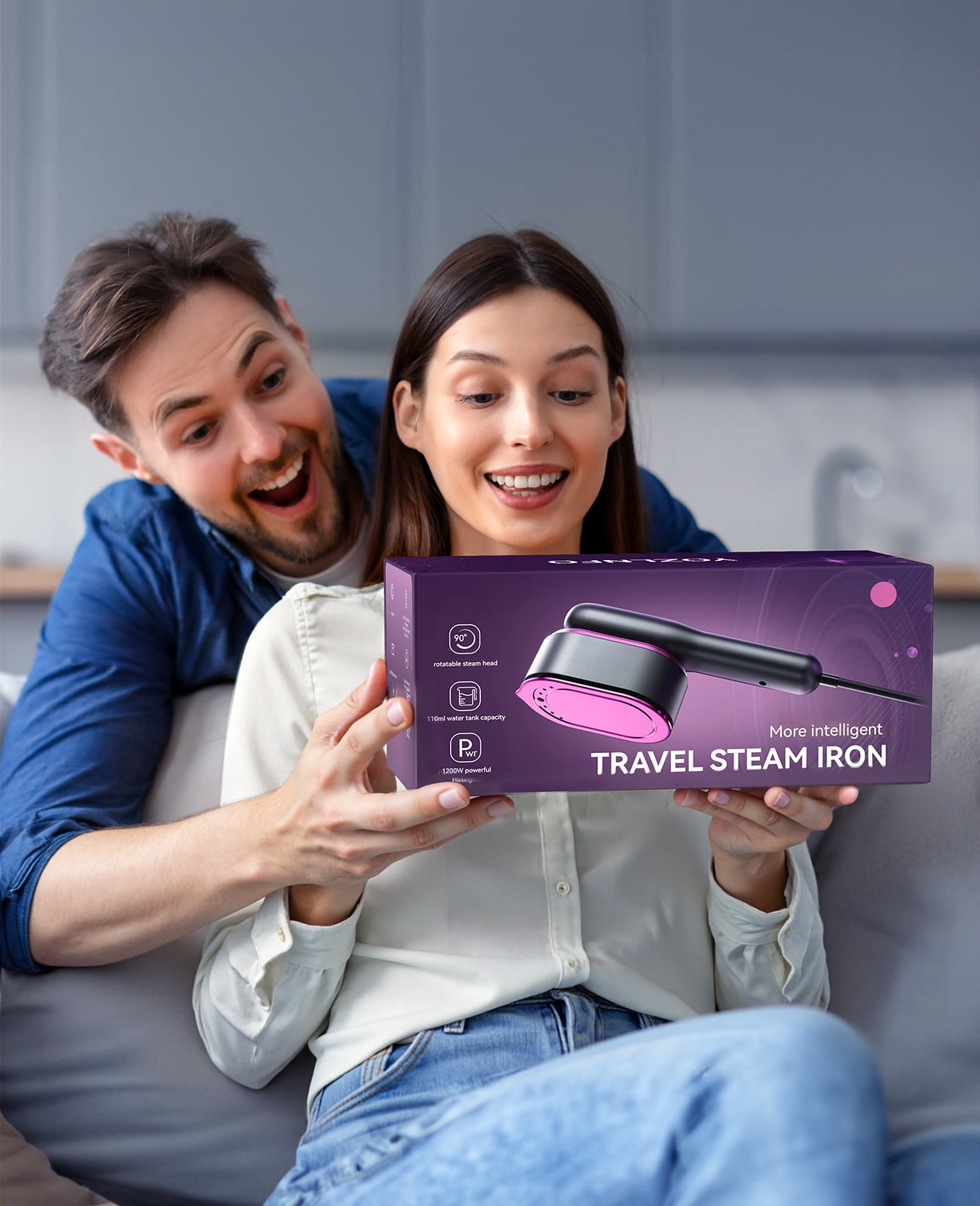 Skdwakiz Handheld Steamer for Clothes, 1200W Portable Home Garment Steamer with 5 Adjustable Steam Levels, LCD Display, and 90° Swivel Handle, Small Clothes Steamer for Home Travel