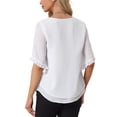 thumbnail image 3 of INSPIRAR CHIC Blusas de Chifón para Mujeres, Sueltas, Casual, de Cuello Redondo, Camiseta de Manga Corta, Blancas, Talla M, 3 of 6