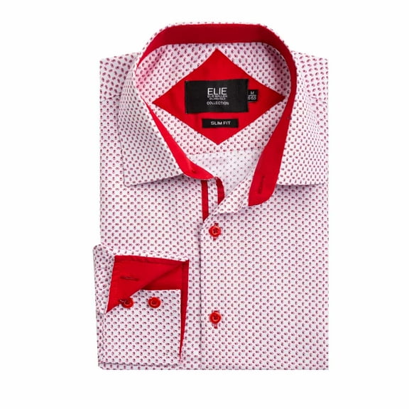 Elie Balleh Red Boy's Slim Fit Print Button-Down Shirt
