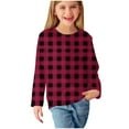 thumbnail image 4 of Odeerbi Toddler Boys Girls Fall Winter Basic Layering T-Shirt Plaid Basic Tees Long Sleeve Lattice Print Shirts Cute Crewneck Tops Dressy Blouses Base Layer Toddler Clothes Pink, 4 of 6