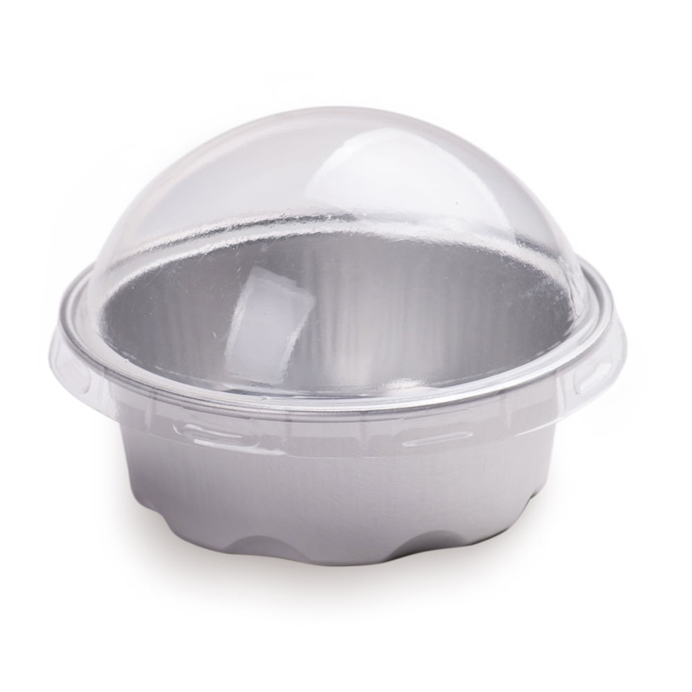 Square Clear Plastic Dome Lid - Fits 10 oz Aluminum Baking Cup - 4 1/2 x 4  1/2 x 1 - 100 count box