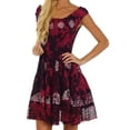 thumbnail image 3 of Sakkas Azura Gypsy Boho Peasant Batik Dress - Raspberry - One Size, 3 of 4