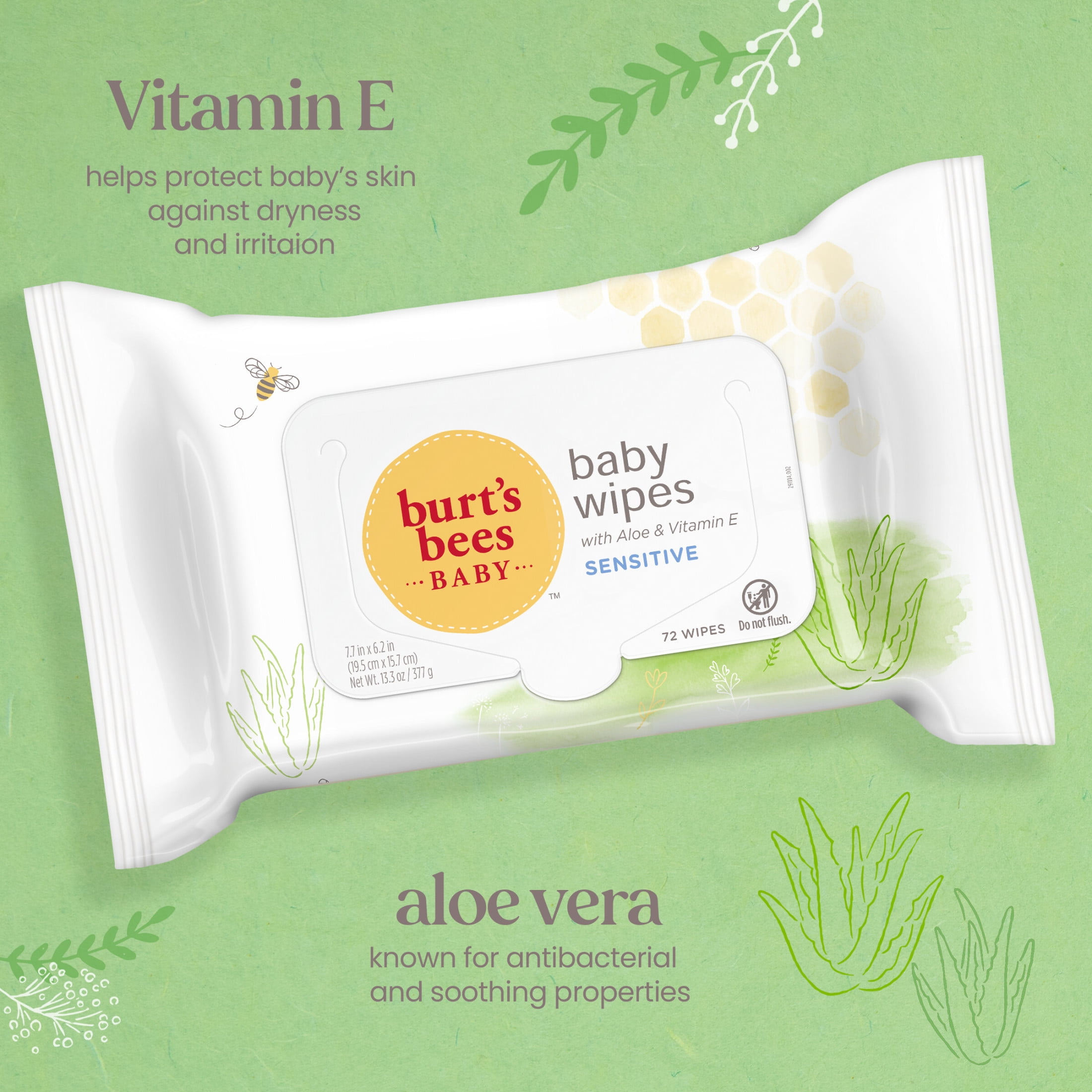 Burt's Bees Baby Wipes, Unscented Natural Baby Wipes for Sensitive Skin - 72 Wipes  10 Pack