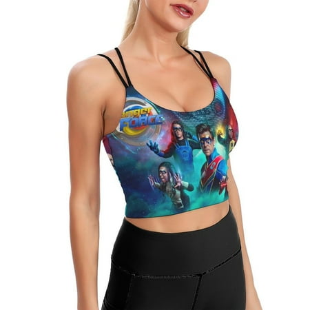 Danger Force Sports Bra For Women Padded Crop Top Camisole Yoga Tank Top Vest Workout Tops Racerback With Built In Bra Activewear Fitness Gym