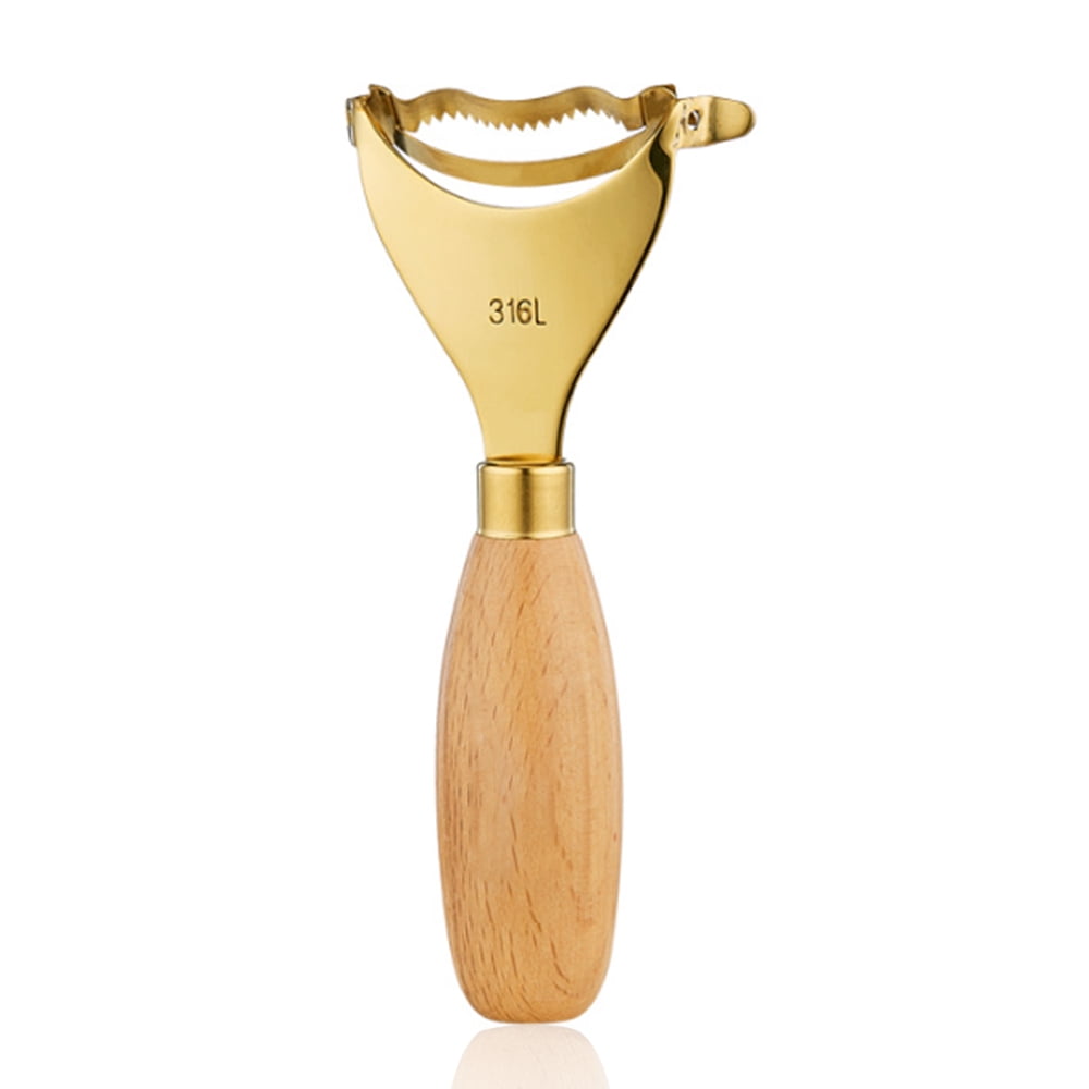 Pelador De Calabaza Y Frutas De Acero Inoxidable – Mango Ergonómico De Madera, Con Abrebotellas, Tamaño 20x4 Cm, Para Cocina Y Uso Profesional
