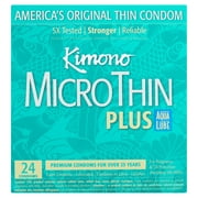 Kimono Micro Thin Plus Aqua Lube Lubricated Latex Condoms - 24 ct