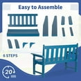thumbnail image 6 of NALONE Outdoor Bench, HDPE All Weather Patio Bench Load up to 800 Lbs, 2-Person Garden Bench Rot-Proof Fade Proof for Patio, Porch, and Park(Blue), 6 of 7