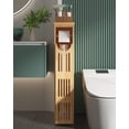 thumbnail image 5 of Bamboo Toilet Paper Holder with Storage, Bathroom Toilet Paper Storage Cabinet, Small Bathroom Storage Cabinet for Small Spaces, Slim Bathroom Storage Cabinet, 33x7.3x6.5 Inches, Brown, 5 of 9