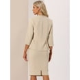 thumbnail image 3 of DARING DIVA Women's 2 Pcs Collarless Blazer Pencil Skirt Suit Set S Khaki, 3 of 6