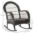 thumbnail image 3 of Outsunny Outdoor Rocking Chair with Seat and Back Cushion, Outdoor PE Rattan Garden Chair with Curved Armrests, for Porch, Backyard, Poolside, Red, 3 of 10