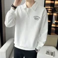 thumbnail image 4 of Sudaderas estampadas holgadas blancas tipo polo, camisetas de poliéster de diseñador para hombre, ropa de calle social, tallas grandes, citas, venta de ropa masculina, 4 of 4