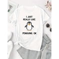 thumbnail image 3 of Motif Pingouin Anglais Imprimé Mode Femme Col Rond Manches Courtes, T-Shirt de Sport Simple et Décontracté, Haut d'Été Confortable pour les Vacances, 3 of 8
