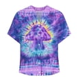 thumbnail image 5 of JTZGDY Linen Shirts for Women Casual Short Sleeve Tie Dye Gradient Color Print Button Down V Neck Graphic T-Shirts Trendy Bleached Beach Vacation Tees Tops Purple S, 5 of 5