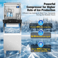 thumbnail image 4 of Coolski Commercial Ice Machine 550lbs/24h, 22'' Wide Ice Machine with 300lbs Large Storage Bin, Industrial Stainless Steel Ice Maker for Restaurants Bars Hotels, 4 of 7