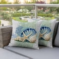 thumbnail image 3 of Pack of 2 Blue Coastal Starfish Outdoor Pillow Covers Decorative, Waterproof Pillow Protector, Grey Sage Green Nautical Coral Summer Throw Pillowcases Accent Cushion Cases for Patio Couch 18"x18", 3 of 8