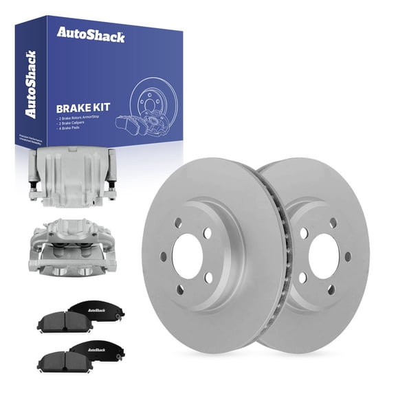 AutoShack Front Vented Coated Brake Rotors   Premium Ceramic Pads   Calipers 8-PC Brake Kit Replacement for 2010 Dodge Charger 2010 Chrysler 300 2005-2008 Dodge Magnum ArmorStop 12.6" (320 mm)
