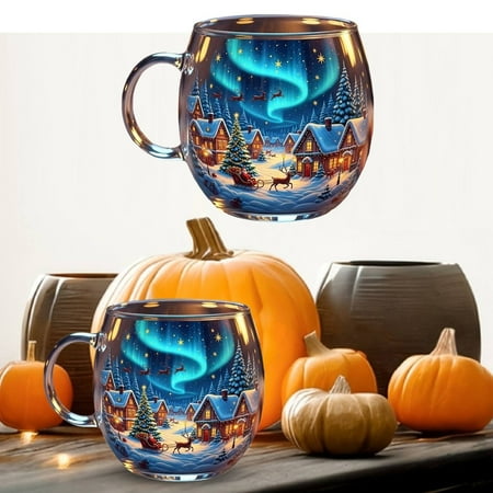 HmNPlay Hand Painted Halloween Pumpkin & Christmas Glass Mug Set Seasonal Coffee Cup for Decor or Gift Microwave Safe Tumbler HmNPlay Hand Painted Halloween Pumpkin & Christmas Glass Mug Set Seasonal Coffee Cup for Decor or Gift Microwave Safe Tumbler