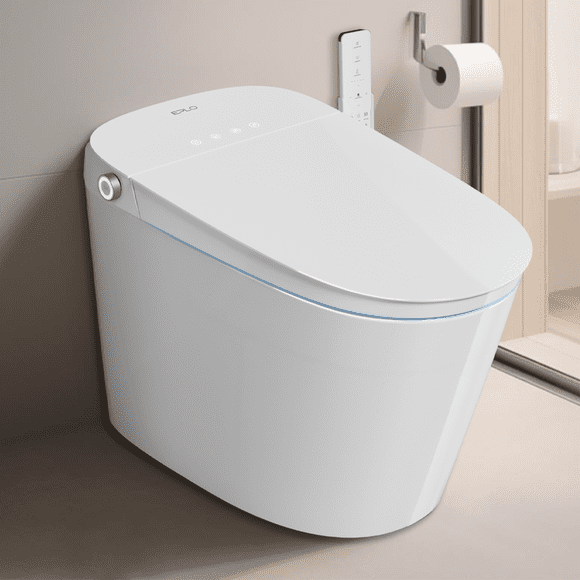 Smart Bidet Toilet Built in Tank,ADA Comfortable Seat Height, Dual-Flush Elongated Toilet Bidet, Foot Sensor Flush/Open Seat
