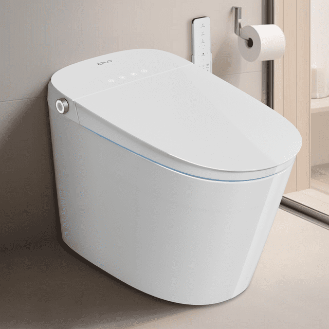 Bidet de Toilette Intelligent avec Réservoir Intégré, Hauteur de Siège Confortable ADA, Bidet de Toilette Allongé à Double Chasse, Siège Affleurant/ouvert avec Capteur de Pied