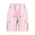 thumbnail image 6 of Outfmvch Linen Bermuda Shorts for Women Baggy Shorts Women Baggy Jorts for Women Pedal Pushers for Women Bermuda Shorts Athletic Running Shorts Women's Knee Length High Waisted Pink S, 6 of 6