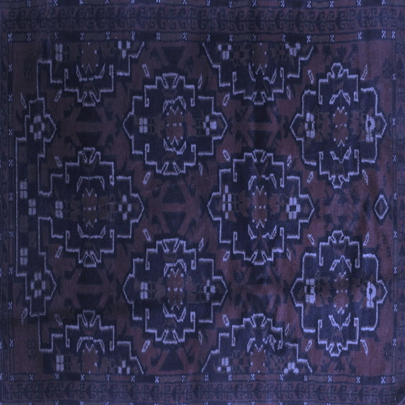 Ahgly Company Machine Washable Indoor Square Persian Blue Traditional Area Rugs, 8' Square