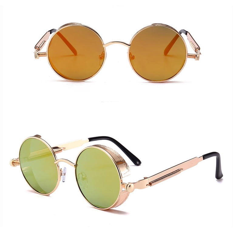 FashionMio Retro Steampunk Round Sunglasses Women Men Round  display picture 1