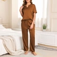 thumbnail image 2 of Ruimatai Women's Casual V-Neck Pajama Set Soft Comfortable Loungewear Two Piece Outfit with Long Pants for Home and Daily Wear, 2 of 7