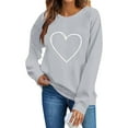 thumbnail image 4 of Valentine's Day Sweatshirt for Women Gray Oversized Crewneck with Heart Print - Minimalist Casual Romantic Gift Top,Size XL, 4 of 6