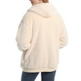 thumbnail image 4 of SWSMCLT Women's Fuzzy Jacket Hood Thermal Pocket Fleece Coat Long Sleeve Hoodie Outerwear Cute Full Zip Zipper Beige Large, 4 of 4