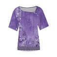 thumbnail image 4 of QUNYINEY Casual Women's T-Shirts Short Sleeve V Neck Floral Tops Button Summer Loose Pullover Women Tops, 4 of 4