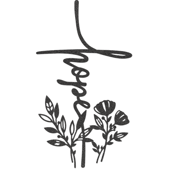 Hope Flower Cross - Metal Wall Art