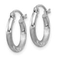 thumbnail image 2 of Auriga Fine Jewelry 14K White Gold Satin 2mm Hoop Earrings for Women (L-13mm, W-2mm), 2 of 5