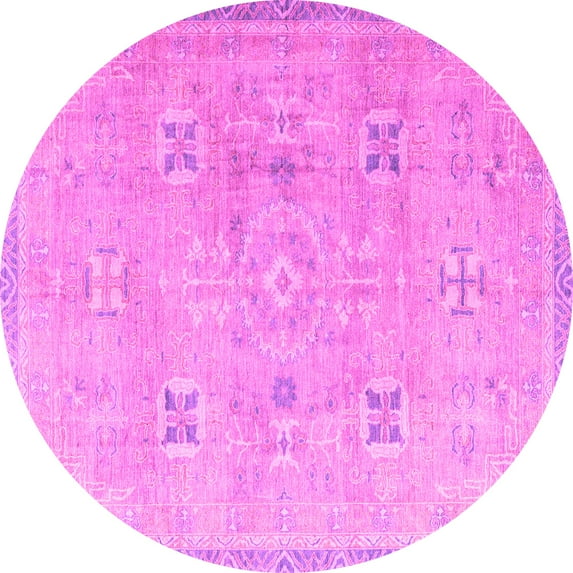 Ahgly Company Indoor Round Oriental Pink Traditional Area Rugs, 6' Round
