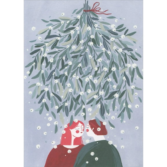RSVP Couple Kissing Underneath Mistletoe Ball Christmas Card for Wife or Husband