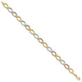 thumbnail image 2 of 14K Tri-Tone Gold Link Necklace Chain Tri-color Polished and Satin Bracelet 7.5 inch 7 mm, 2 of 5