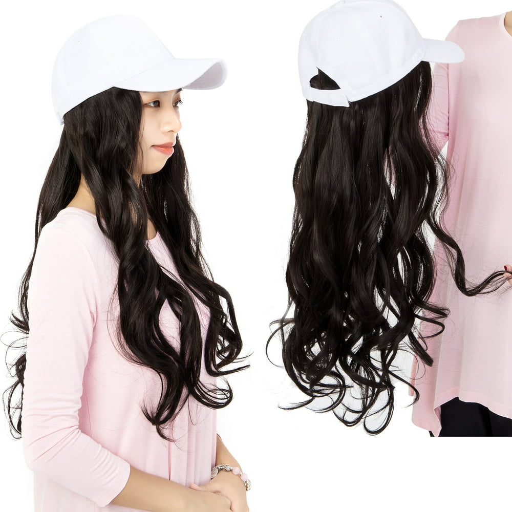 FLORATA Baseball Cap with Hair Synthetic Extension,Hats with Hair
